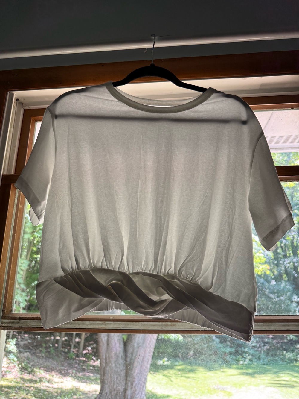 LOFT White Short-Sleeve Twist-Front Crop Top
